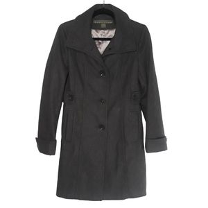 KENNETH COLE Reaction Wool Gray Long Sleeve Button Front Long Pea Coat Small
